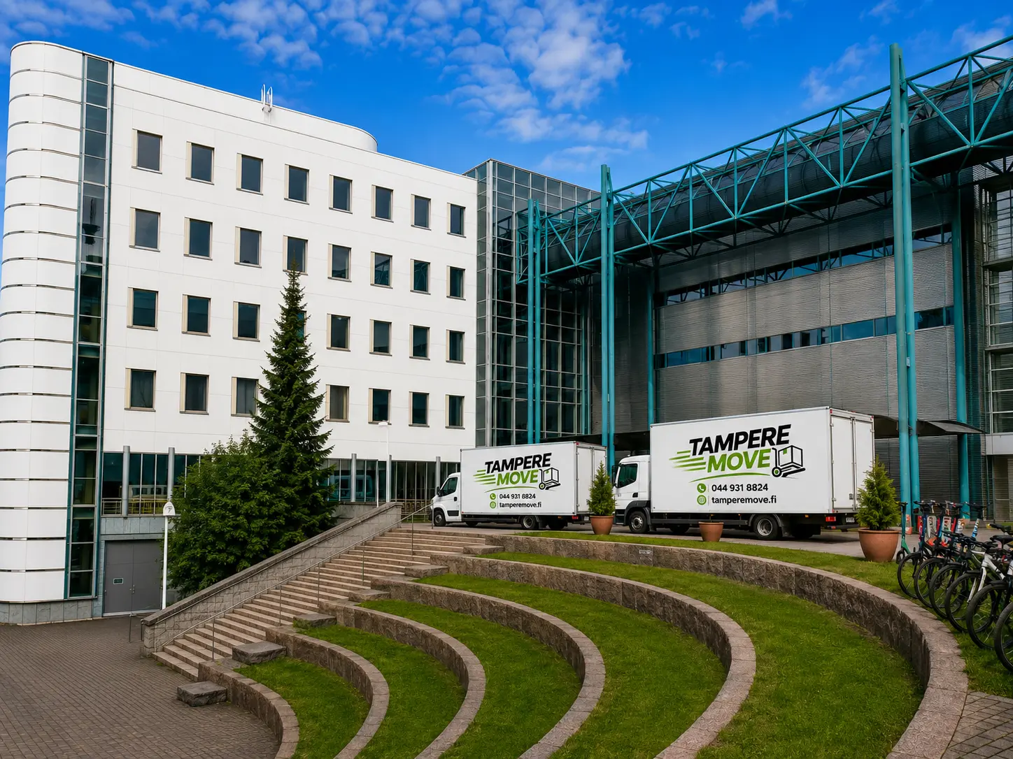 Professional movers using modern moving trucks for apartment, home and office relocation in Tampere